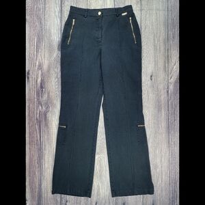 St. John Sport by Marie Gray Black Gold Zipper Cargo Pocket Trouser Pants